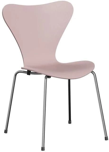 Ghế SERIES 7, 3107, W50 x D52 x H82 cm, Thân Gỗ Coloured Ash Hồng Pale Rose, Chân Thép Mạ Chrome