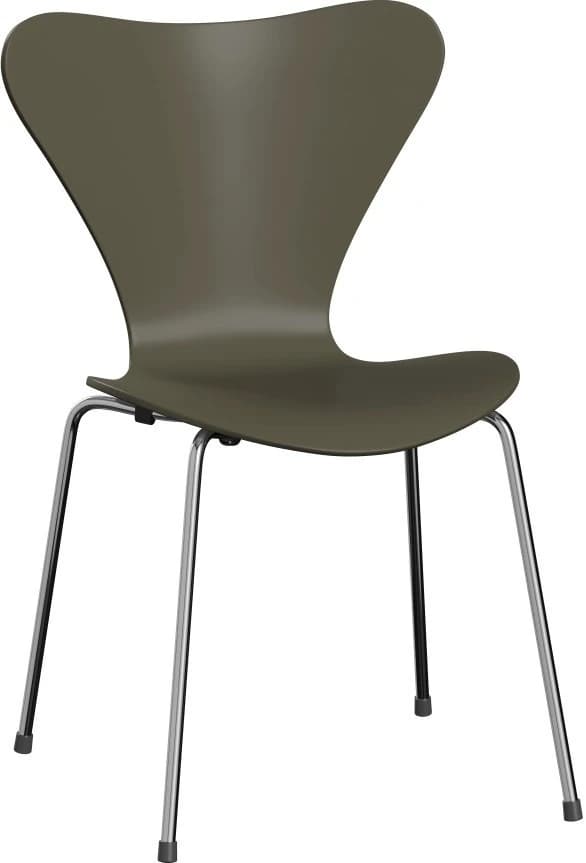 Ghế SERIES 7, 3107, W50 x D52 x H82 cm, Thân Gỗ Coloured Ash Lục Olive Green, Chân Thép Mạ Chrome