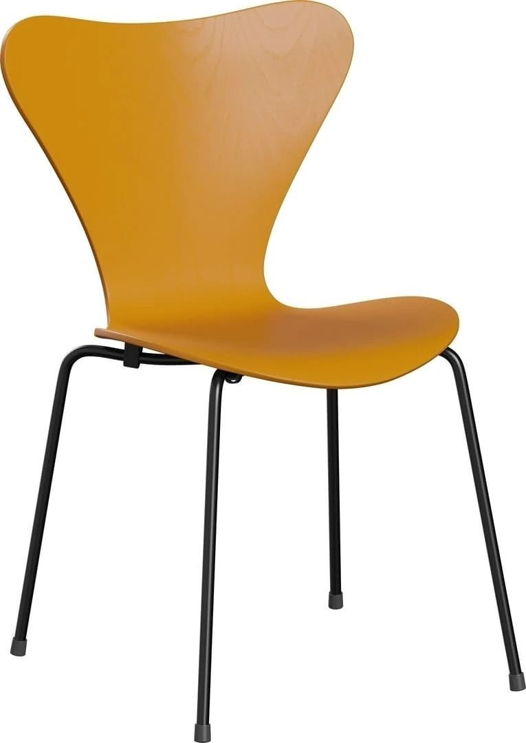 Ghế SERIES 7, 3107, D52 x W50 x H82 x SH46 cm, Thân Gỗ Coloured Ash Vàng Burnt Yellow, Chân Sơn Tĩnh Điện Đen